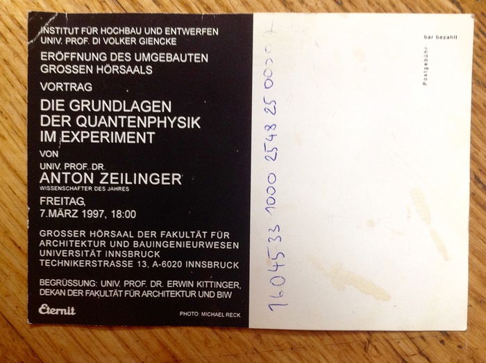 Einladungskarte 1997, Vorderseite