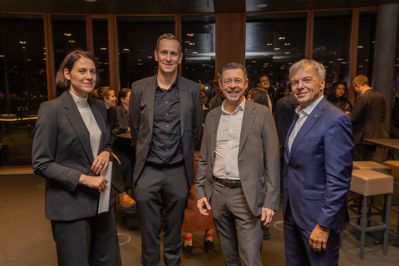 DI Helena Weber, DI Michael Leonhard, HR Mag. Markus Wimmer und Baumeister Werner Müllner  – © BMWET, Matthias Silveri