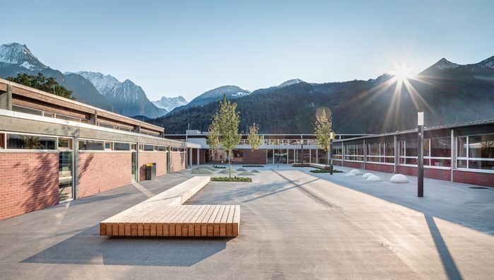 Bildungscampus Nüziders, Vorarlberg    Bauherr·in: Gemeinde Nüziders    Architektur: Fink Thurnher Architekten, Bregenz   Foto: Hanno Mackowitz