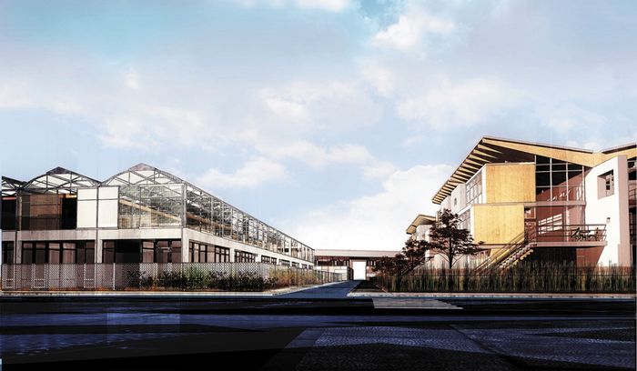 Visualisierung der Bauten von Anne Lacaton & Jean Philippe Vassal und Shigeru Ban/Jean de Gastines